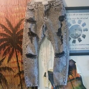 One Teaspoon Black and Gray Relaxed Unisex Jeans